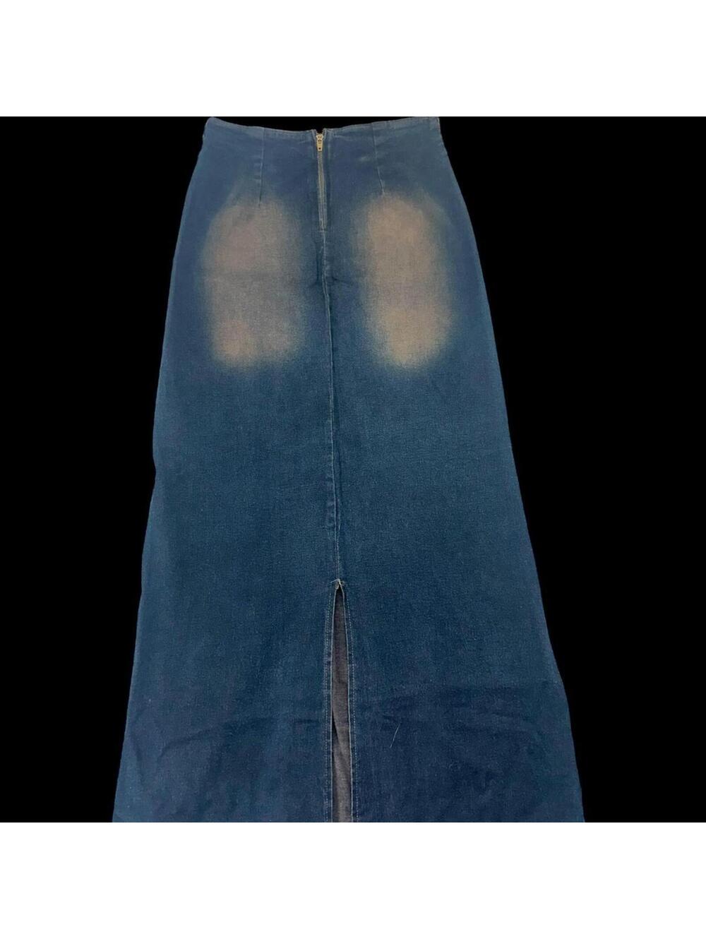 Long Distressed‎ Denim Skirt